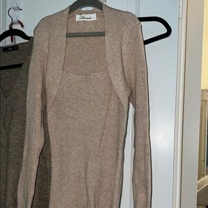 Beige Ribbed Women Sweater with a unique design